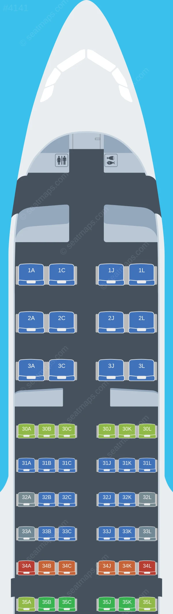 Saudia Airbus A320-200 V.2 seatmap preview