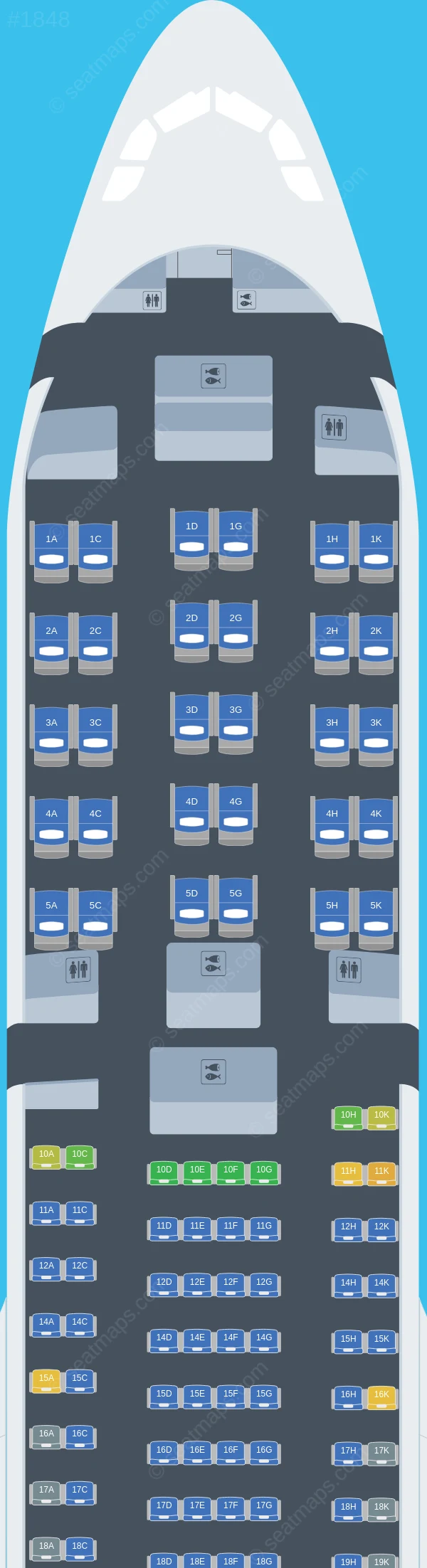 Asiana Airlines Airbus A330-300 V.2 seatmap preview