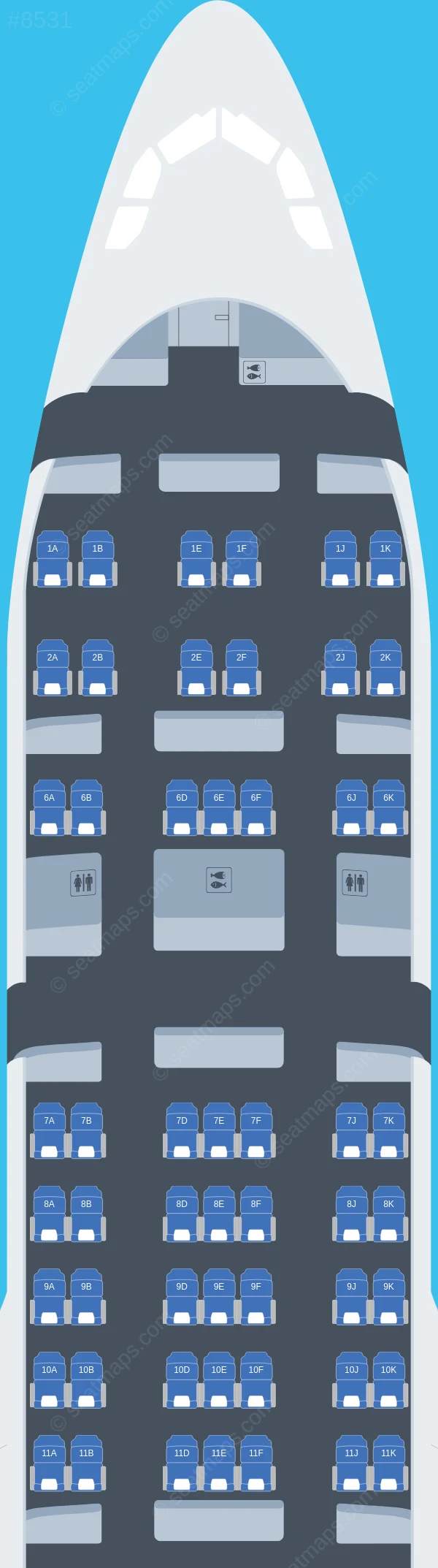 Jordan Aviation Airbus A330-200 seatmap preview