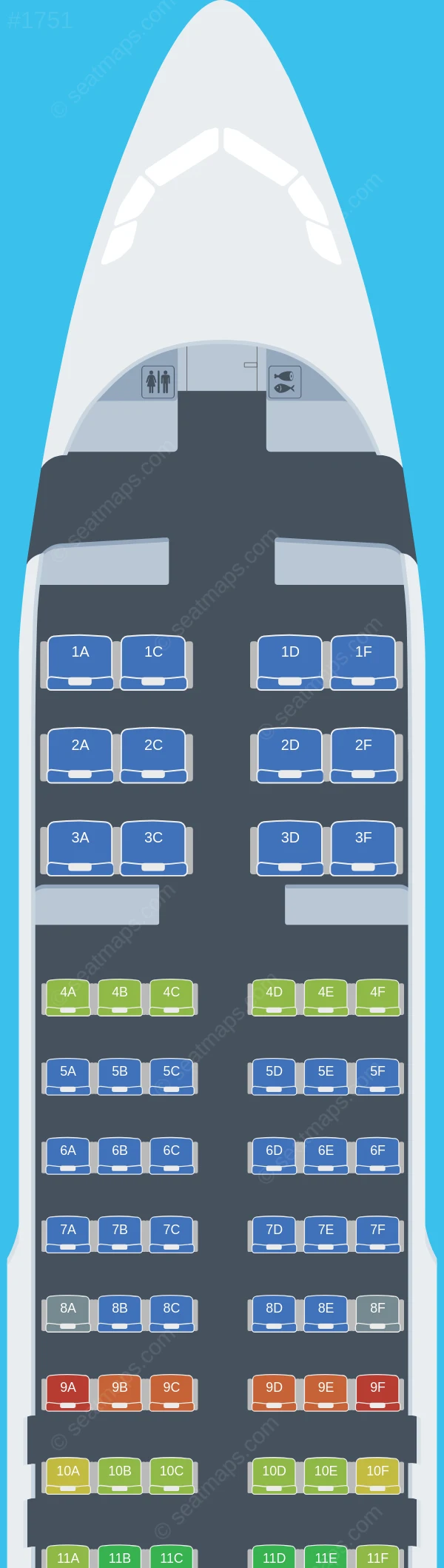 American Airlines Airbus A320-200 seatmap preview