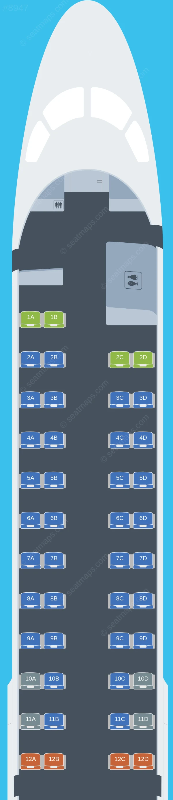 LOT Polish Airlines Embraer E190 seatmap preview