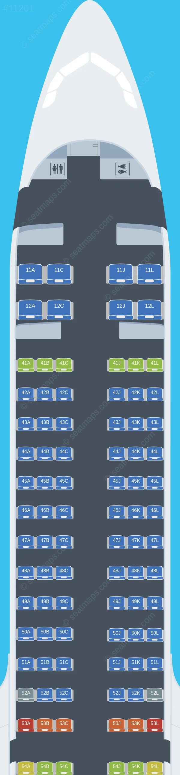 XiamenAir Airbus A321neo seatmap preview