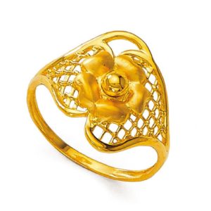 Open Flower Leaf Gold Ring