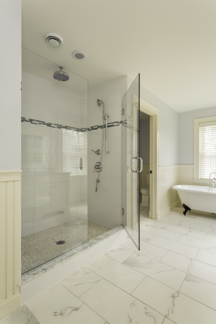 glass enclosed walk-in shower