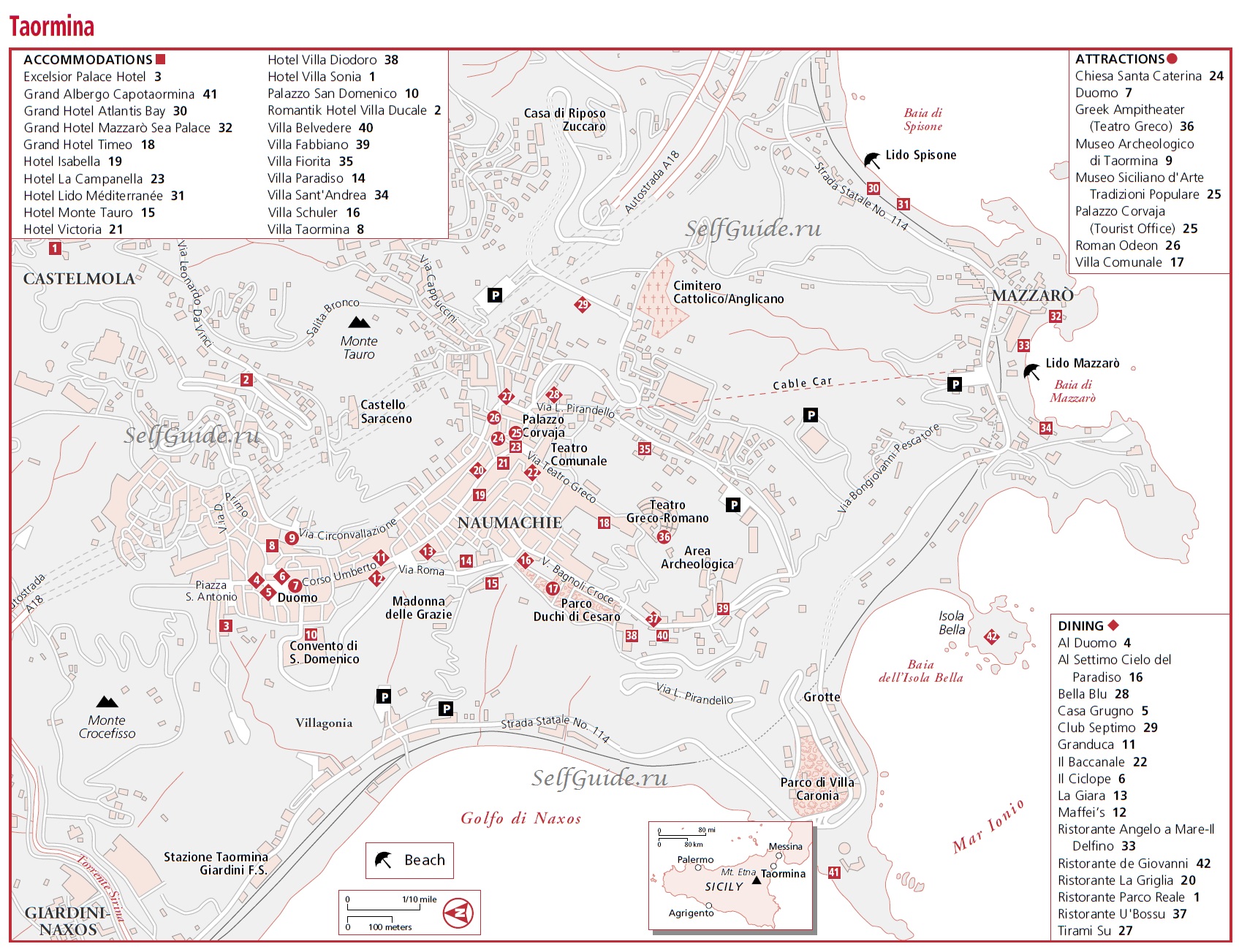 Карта Таормины