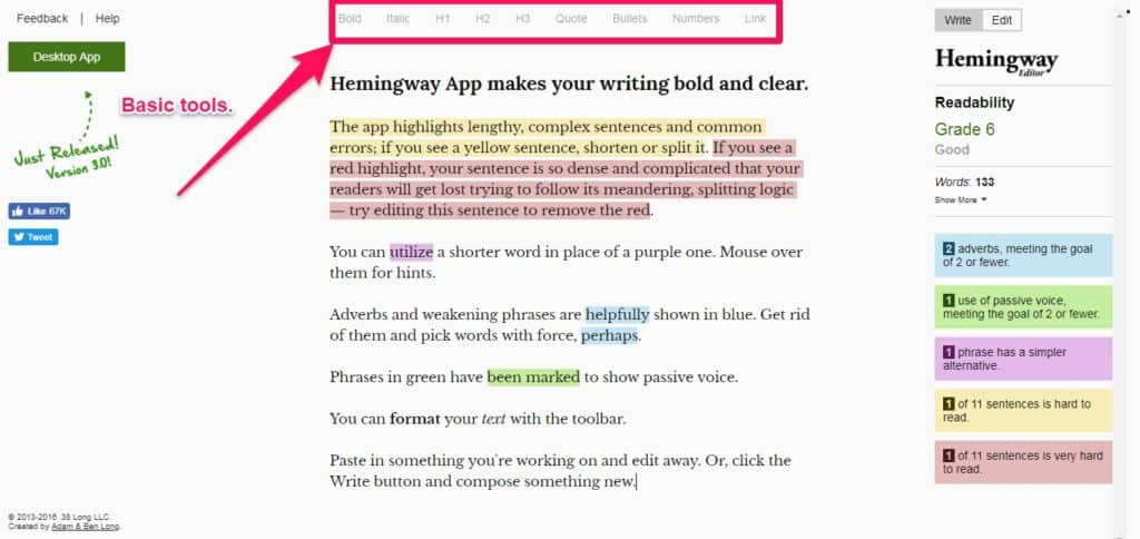 Hemingway App - Book Writing Software For Authors User Interface