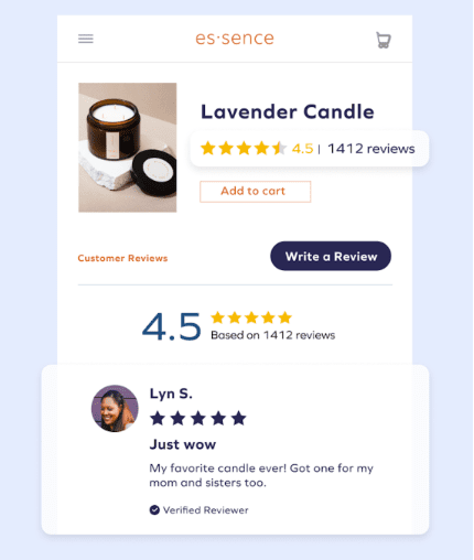 Example of a reviews and ratings widget