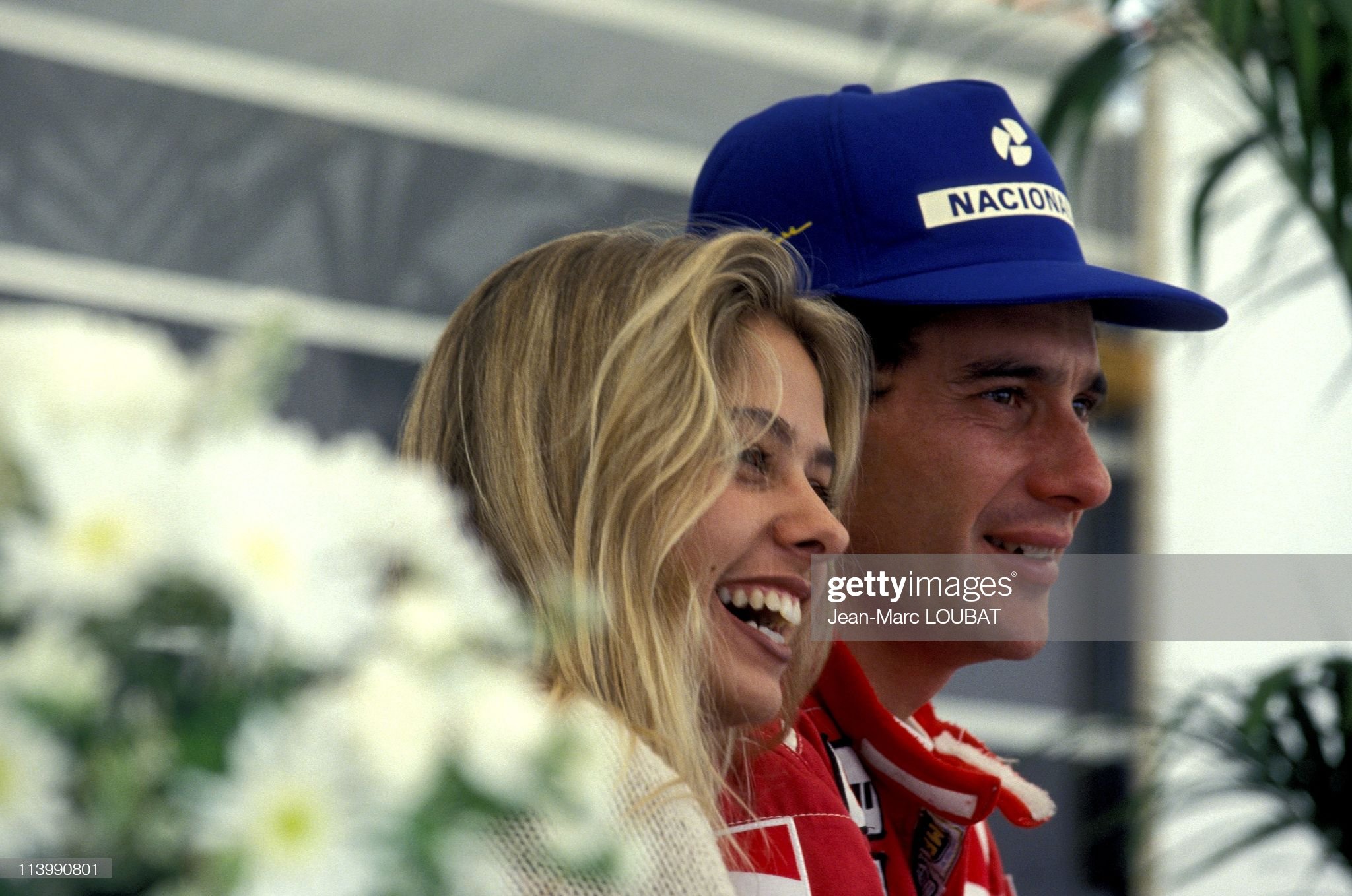 Ayrton Senna and Adriane Galisteu at the British Grand Prix in Silverstone.