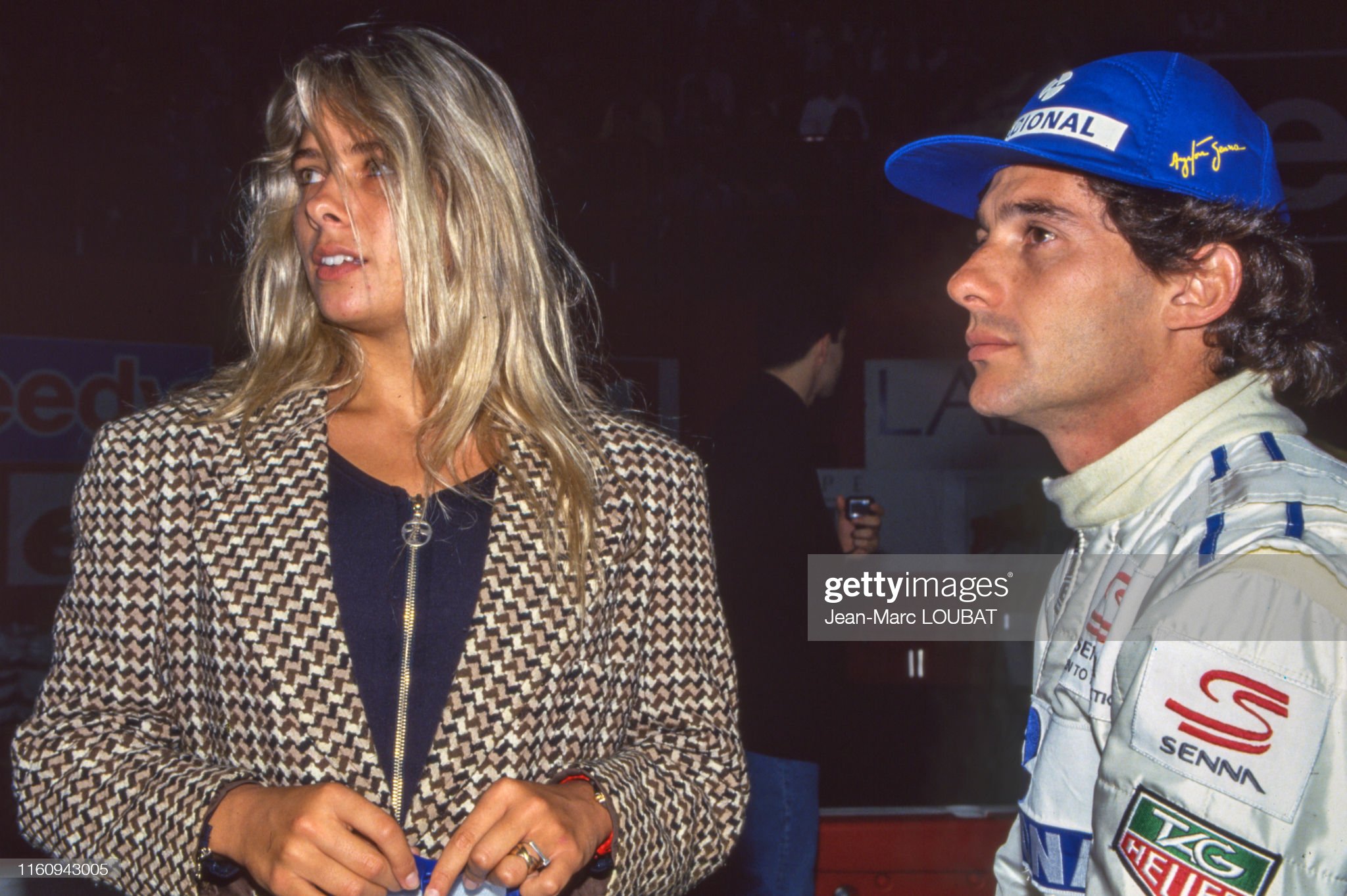 Ayrton Senna and Adriane Galisteu at the Master karting indoor in Bercy, Paris, France.