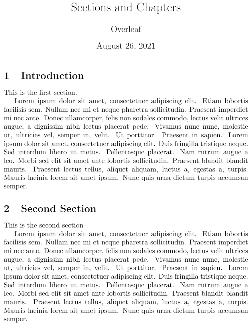 Sections and chapters (2023)