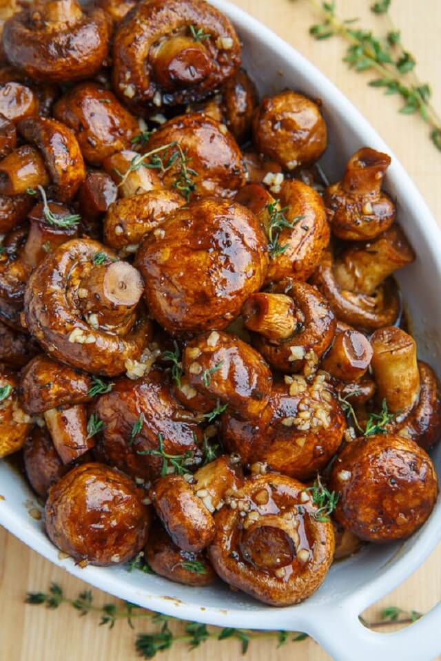 Balsamic Soy Roasted Garlic Mushrooms