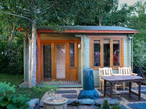 log cabins garden