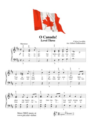 Thumbnail of first page of O Canada! piano sheet music PDF by Kids.