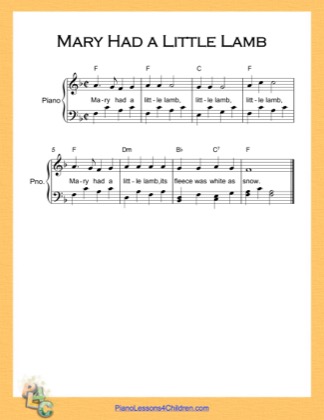 Thumbnail of first page of Mary Had a Little Lamb Easy 2 (F Major) piano sheet music PDF by Nursery Rhyme.