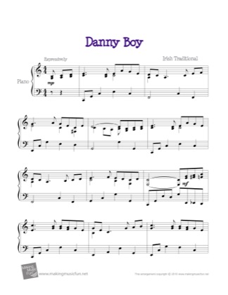 Thumbnail of first page of Danny Boy piano sheet music PDF by Traditional.