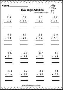 Two Digit Addition - Two-Digit Vertical Addition and Subtraction Worksheets