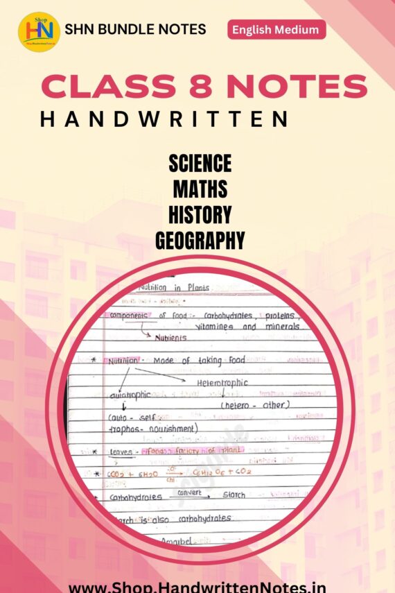 (Bundle) Class 8 Notes PDF Science, Maths, History, Geography Notes in English