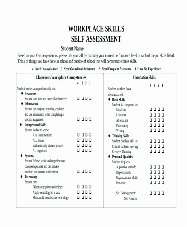 Employee Skills assessment Template Awesome Employee Self assessment Samples Yearly Evaluation