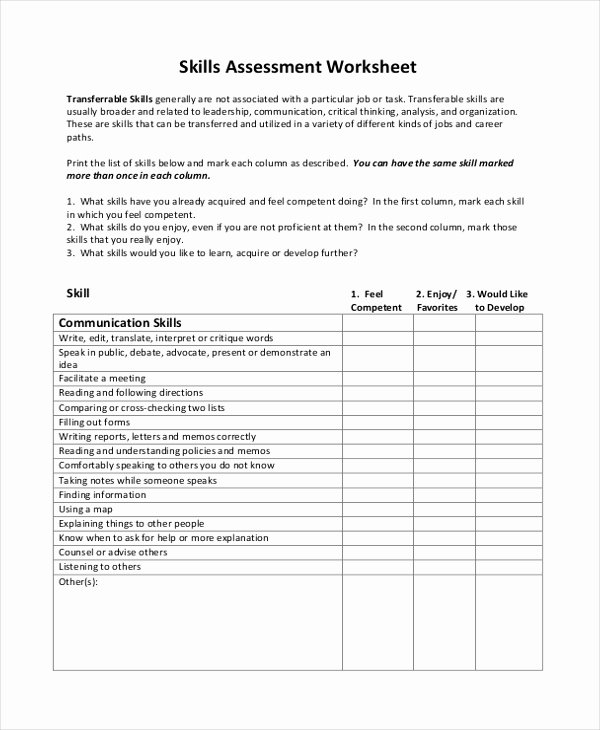 Employee Skills assessment Template Beautiful Free Employee Skills assessment Template Personal Skills