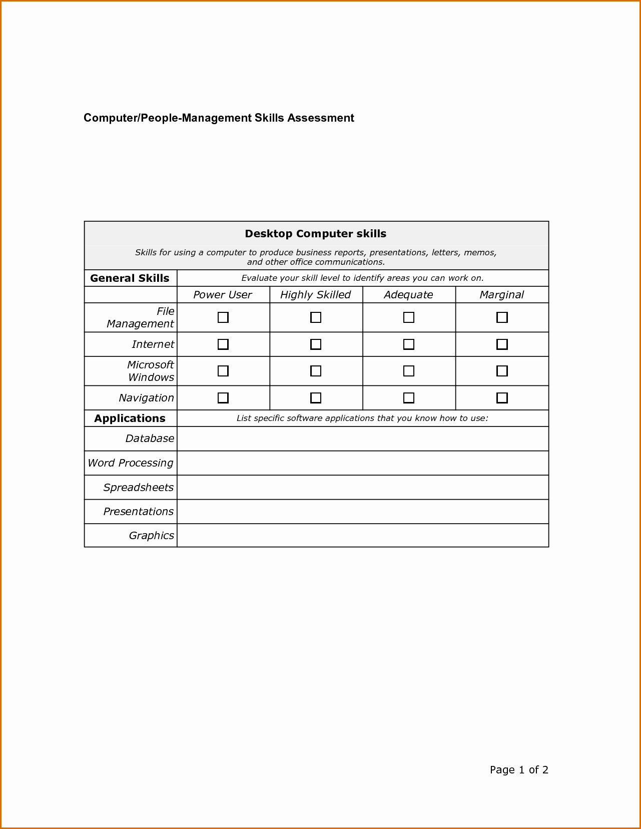 8 skills assessment template