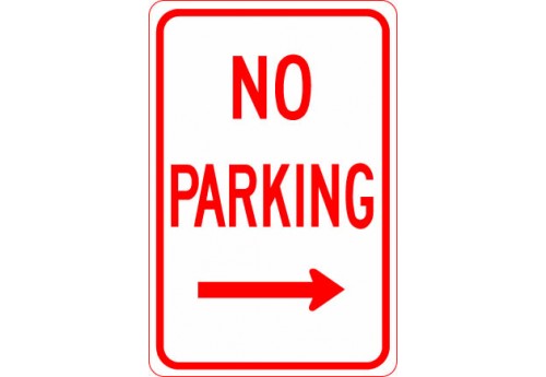 No Parking with Right Arrow Sign