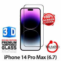 Brando Workshop Full Screen Coverage Curved 3D Glass Protector (iPhone 14 Pro Max (6.7)) - Black