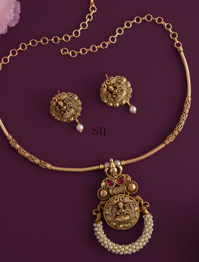 Traditional Lakshmi Ruby Stone Kanthi Necklace