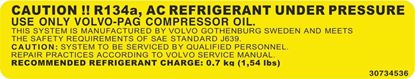 Picture of Volvo S60R / V70R replacement A/C Decal / Sticker