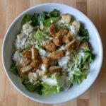 Caesar salad with air fried gardein tenders