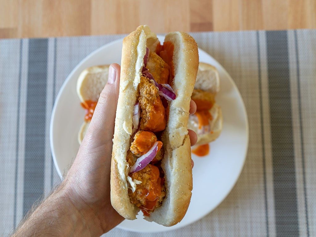 Tyson Anytizers Popcorn Chicken on a roll