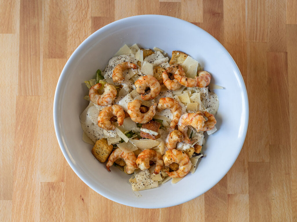 Alaskan spot prawn Caesar salad