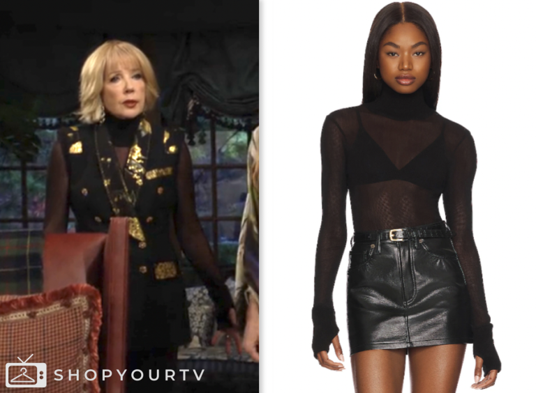 nikki newman, the young and the restless, black mesh turtleneck top, melody thomas scott