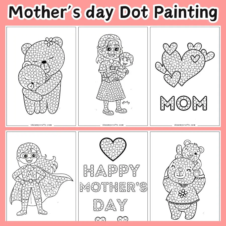 Mother's Day Dot Painting Worksheets (Free Printables )