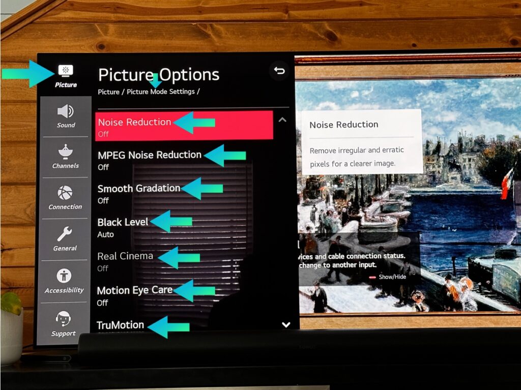 Picture options LG TV