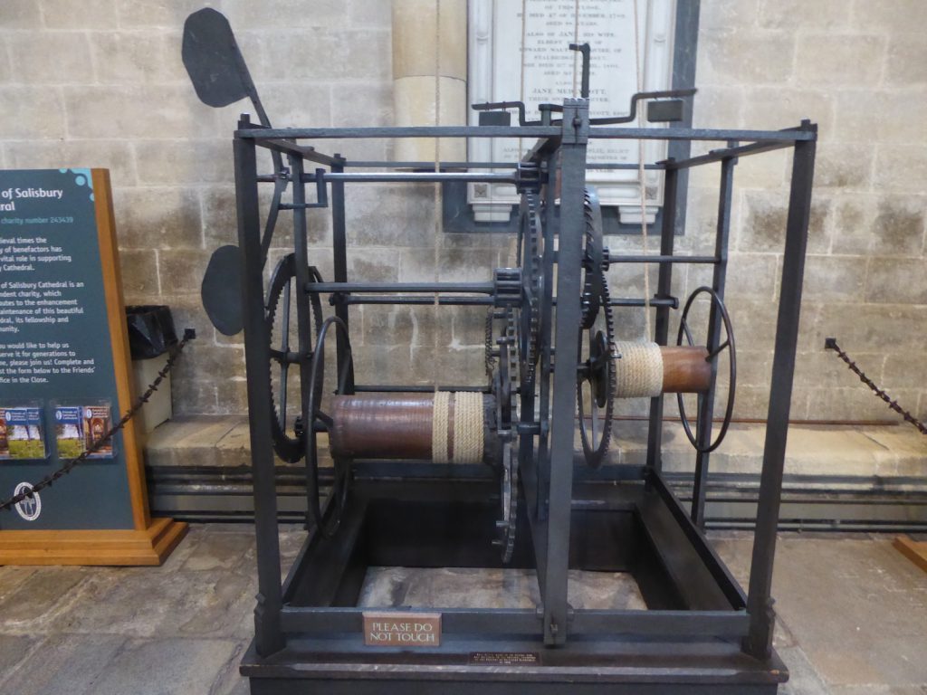 Oldest clock in the world inside Salisbury Cathedral, Salisbury, Wiltshire, England