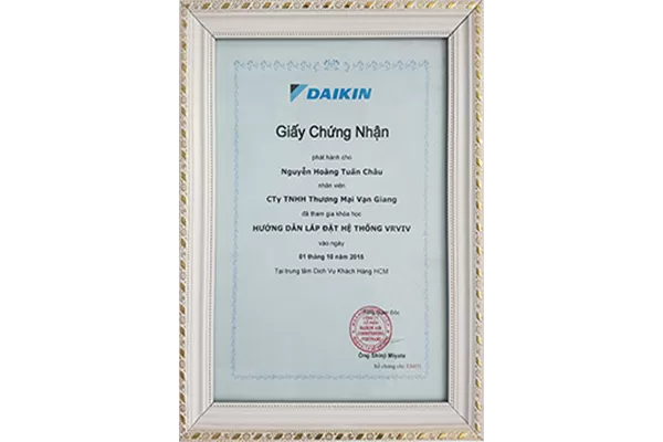 Chứng nhận Daikin