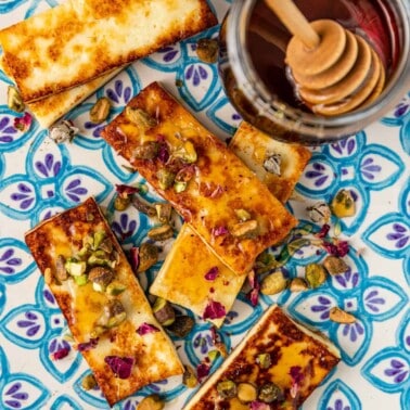 platter of fried halloumi