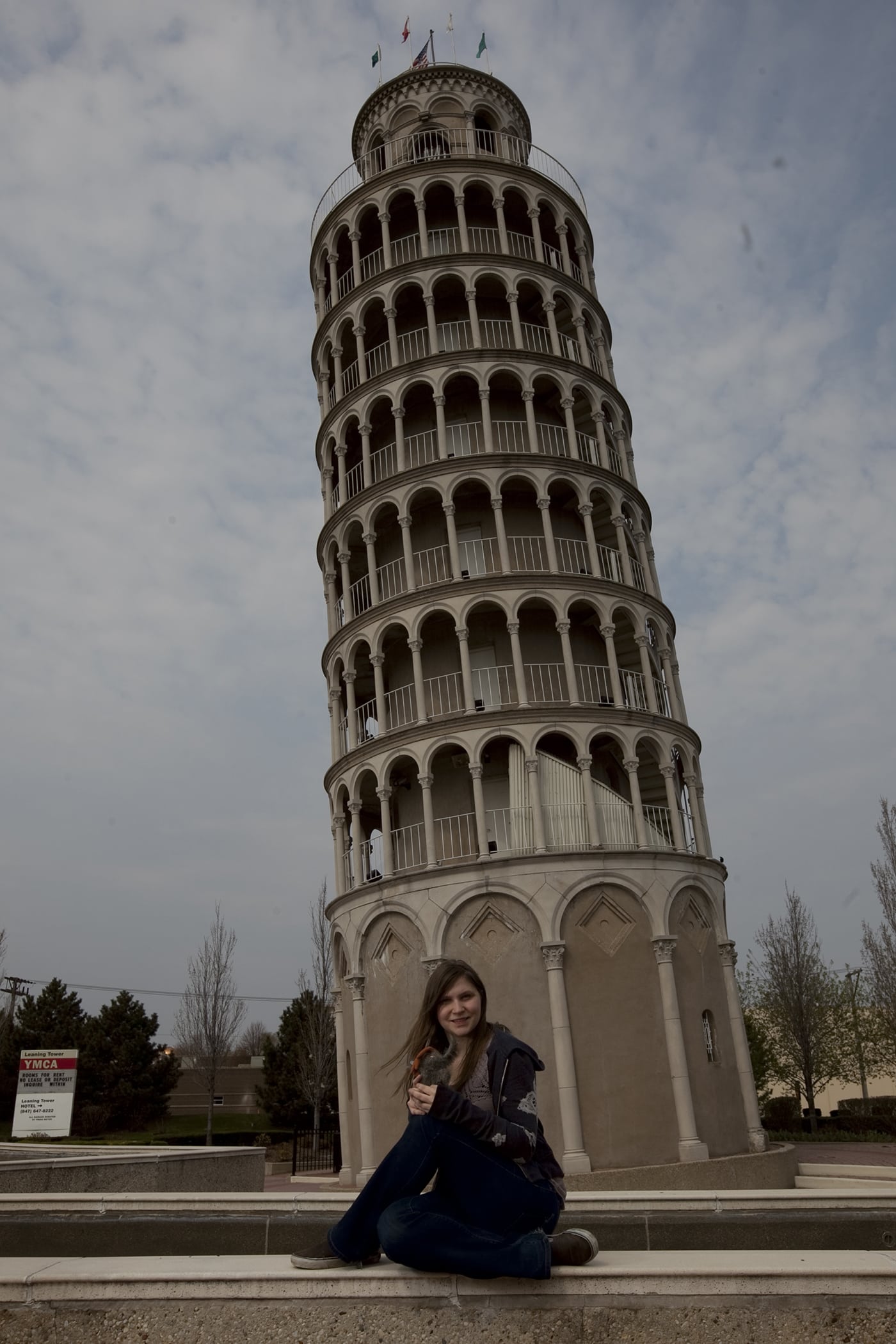 Best Illinois roadside attractions: Leaning Tower of Niles in Niles, Illinois. Visit this roadside attraction on an Illinois road trip with kids or weekend getaway with friends. Add the Leaning Tower of Niles to your road trip bucket list and visit them on your next travel adventure.