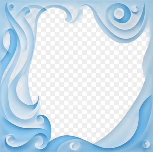 Bule wavy Border on transparent PNG