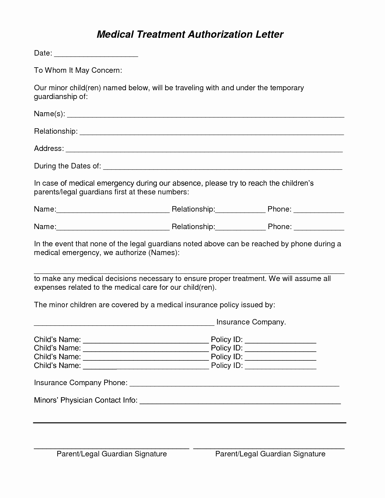 Medical Consent Letter For Grandparents Template Collection - Letter ...