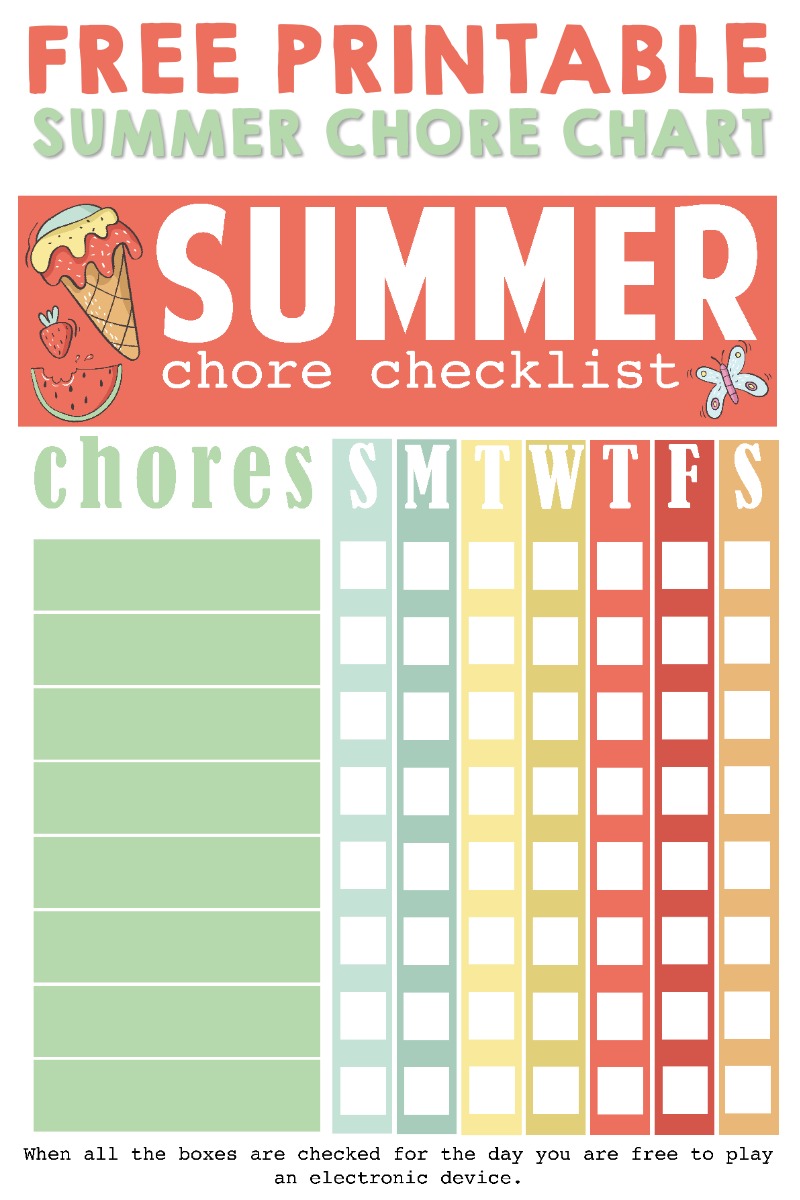 Calendars & Planners Printable Chore Chart for Kids Kids Chores Chart ...