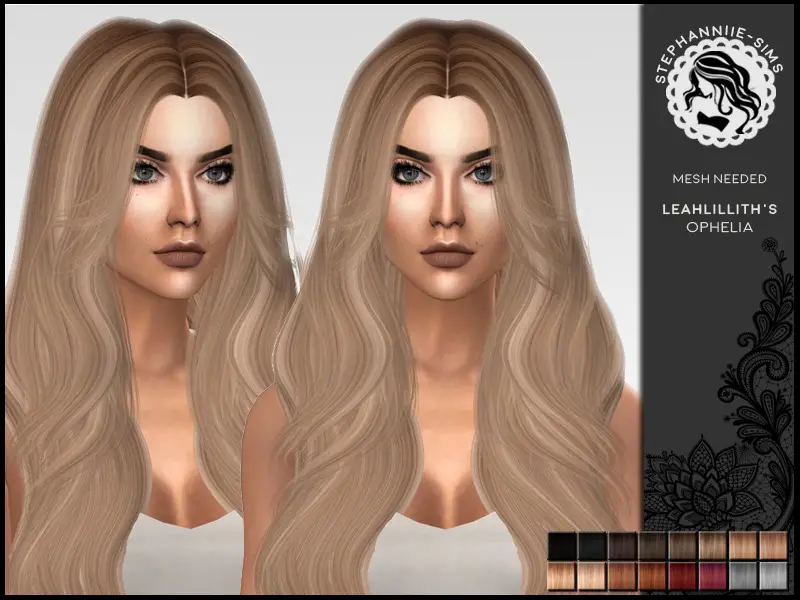 The Sims Resource: Leahlillith`s Ophelia hair retextured by Stephanniie ...