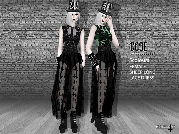 CODE Gothic Sheer Lace Dress by Helsoseira at TSR » Sims 4 Updates