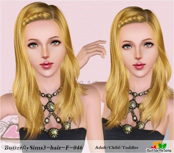 Braided bangs hairstyle - hair 46 by Butterfly - Sims 3 Hairs