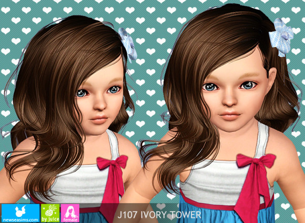 Romantic side flower hairstyle J107 IvoryTower by NewSea - Sims 3 Hairs