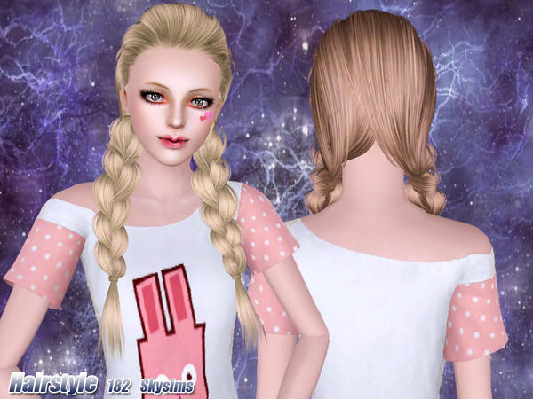 Double dimensional fishtail hairstyle 182 by Skysims - Sims 3 Hairs