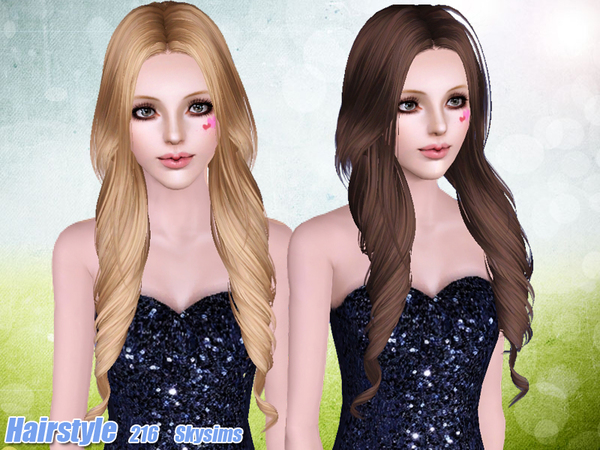 Thin and twisted hairstyle 216 by Skysims - Sims 3 Hairs