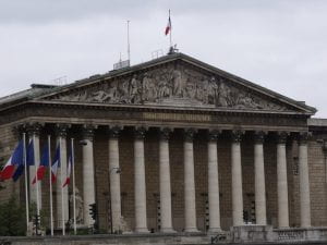 The building housing the Nation Assembly of France, the lower house of the French Parliament.