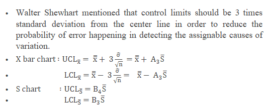 X Bar S Control Chart