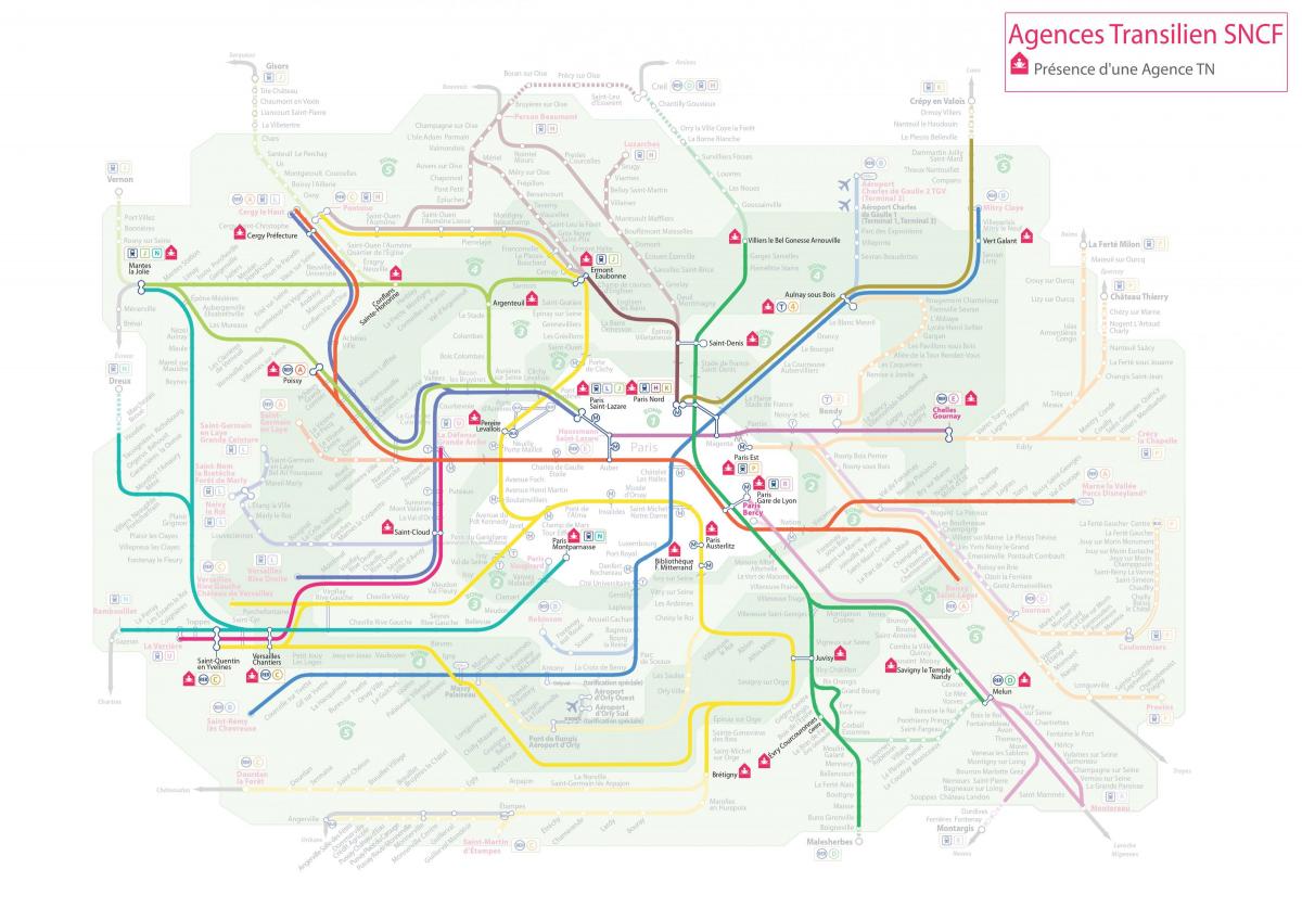 Mapa SNCF Transilien agentúry